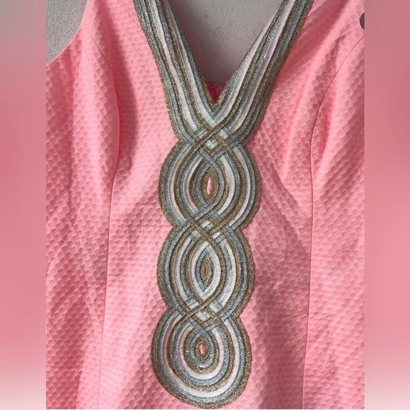 NWT Lilly Pulitzer Pink Sheath Mini Dress with Silver Trim - Picture 3 of 8